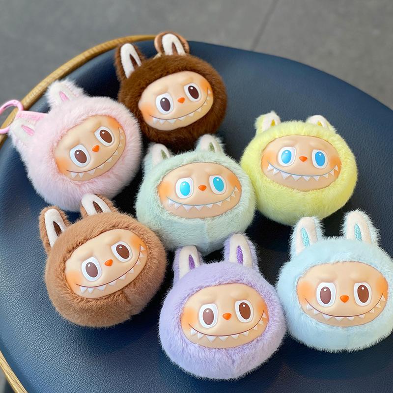 Cartoon Labubu Plush Keychain Kawaii Stuffed Doll Toys Backpack Pendant Decoration Accessories Car Keyring Birthday Gifts