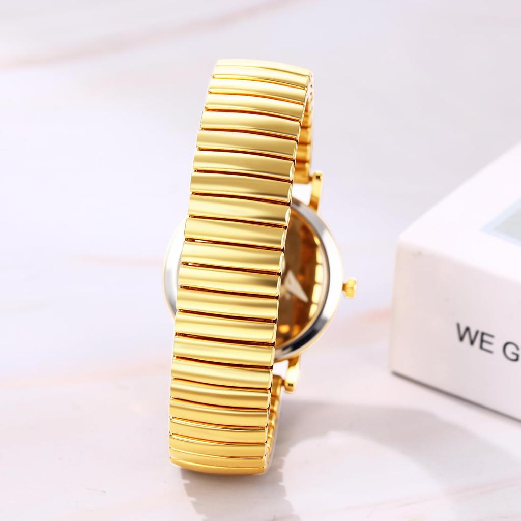 Round Watch with Elastic Water Arabic Stainless Steel Analog Casual Quartz Stylish and Popular Fashion Watch Perfect Gift for Christmas or Day Women's