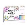 2026 Desk Calendar Small Standing Flip Desktop Calendar Jan. 2026 - Dec. 2026 12 Months Calender with Sticky Note And Memo Pages for Home School