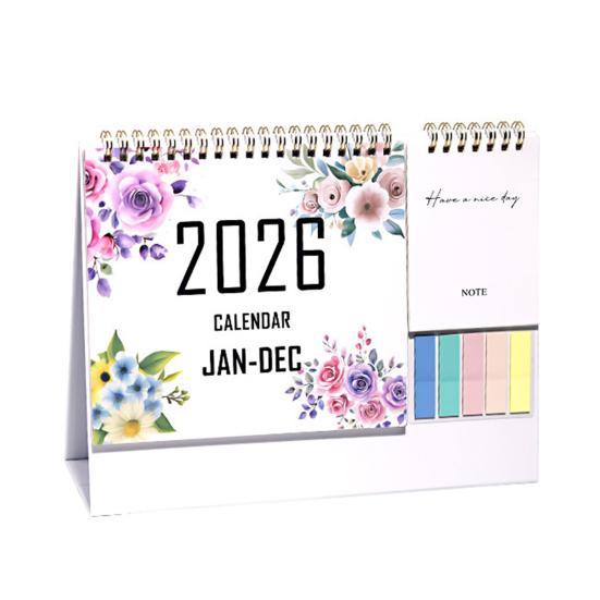 2026 Desk Calendar Small Standing Flip Desktop Calendar Jan. 2026 - Dec. 2026 12 Months Calender with Sticky Note And Memo Pages for Home School