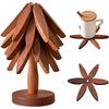 Wood Trivets For Hot Dishes With 4 Wooden Coasters+1Ständer (Walnut Wood)