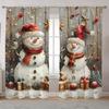 2pcs Set Christmas-Themed Curtains - Digital Print Rod Pocket Design Polyester  Perfect for Living Room Kitchen Bedroom Windows