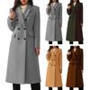 Double Breasted Trench Coat for Women Winter Notched Lapel Long Wool