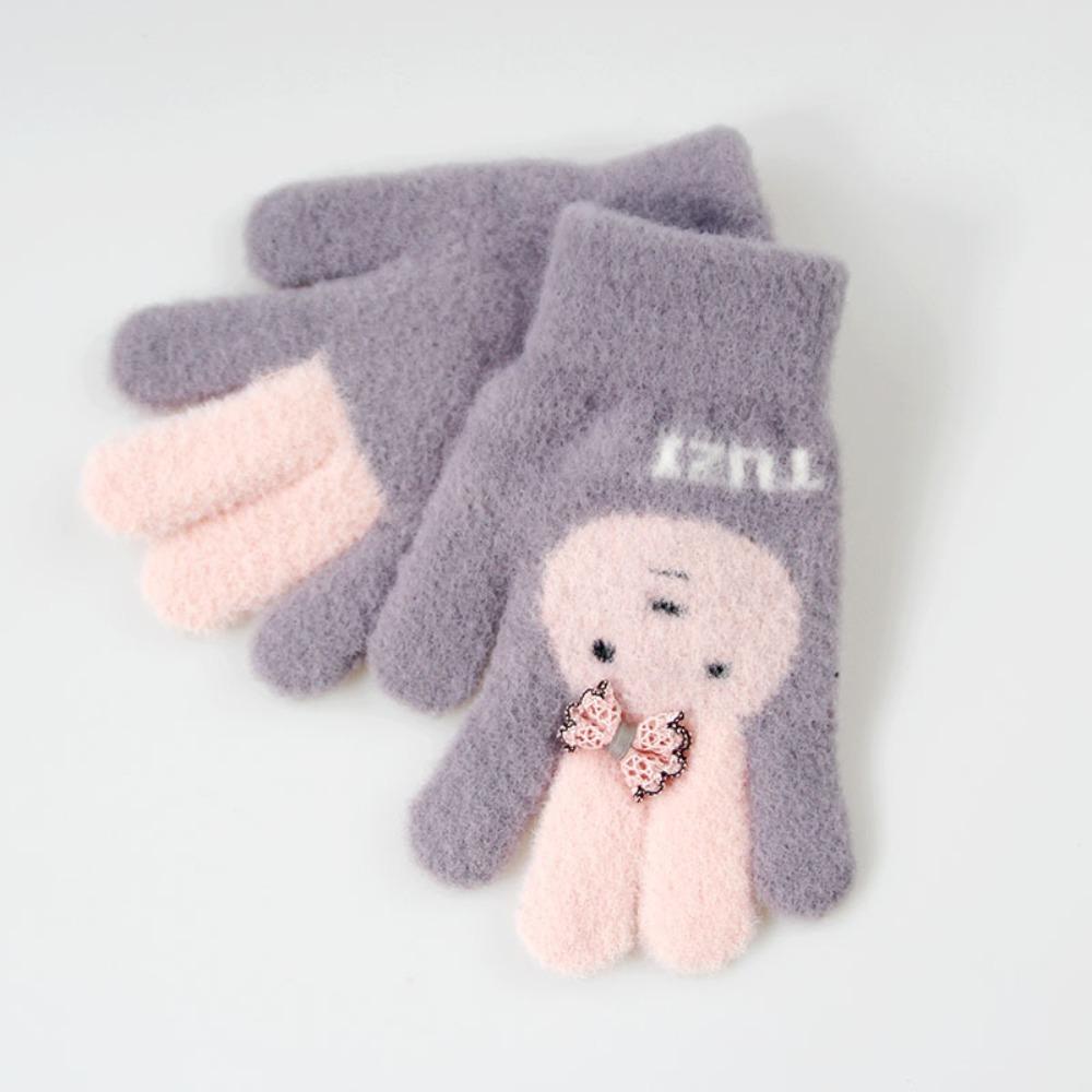 Thickened Autumn Winter Gloves Warm Warm Mittens Full Finger Gloves Hand Warmer  Boys Girls