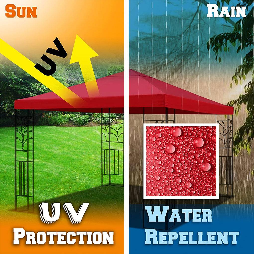 Gazebo Top Replacement Outdoor Patio Umbrella Cover Waterproof Polyester Sunshade Canopy, Dark Green