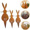 3pcs Easter Rustic Iron Rabbit Garden Stake Decorative Metal Animal Stake for Yard