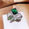 Sparkling Green CZ Wedding Bands Women's Rings Silver Color Fashion Luxury Engagement Anniversary Trendy Jewelry Gifts