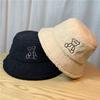 Cute Bear Embroidery Warm Lamb Wool Fisherman Hat Children Autumn and Winter Warm Basin Hat Bucket Hat