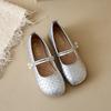 2025 Autumn New Retro Woven Soft Leather Soft Sole Fashion Single Shoes with Pearl Thick Heel Mary Jane Shoes