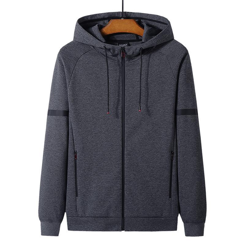 New Spring Autumn Cotton Men's Jacket Zipper Cardigan Sports Hooded Top Fashion Knitted Jacket L-8XL