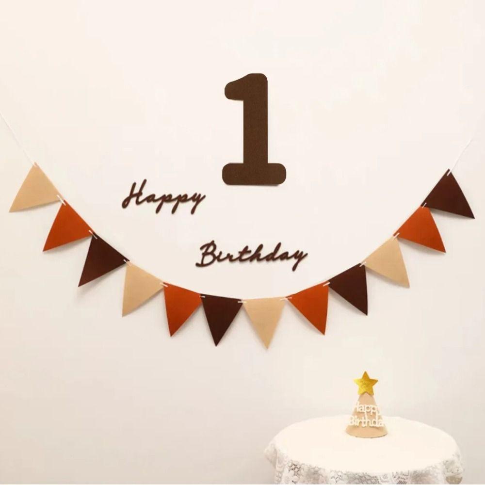 Garland Pull Flags Hanging Flag Happy Birthday Pulling Flower Felt Birthday Banner Party Decor