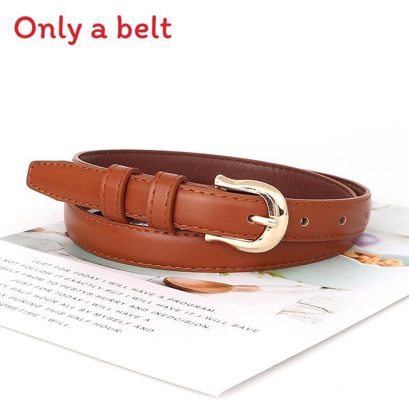 Womens Pu Fine Leather Belt With Metal Pin Buckle For Casual Commuting Outfits