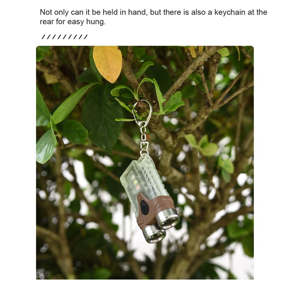 Compact Size Dual-Light Flashlight USB Rechargeable High Brightness Keychain Light Portable Outdoor