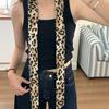 195*4cm Long Neck Scarf Leopard Print Neckerchief Retro Leopard Scarf  Women