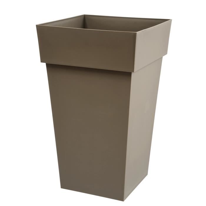 Tall Square Flower Pot 39 Cm - EDA - Tuscany - 62 L - 39 X 39 X H. 65 Cm - Taupe