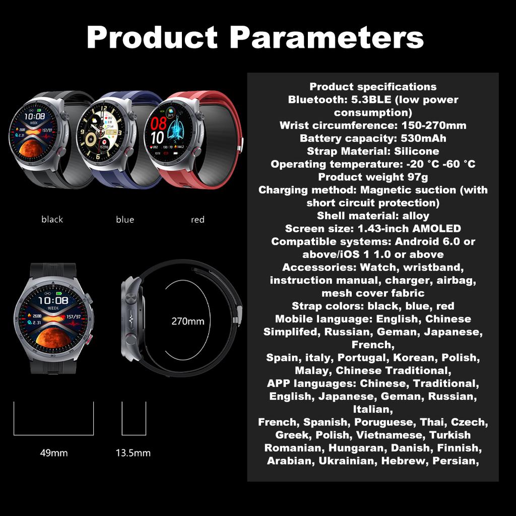 SACOSDING Smart Watch Men Air Pump Sphygmomanometer ECG Blood Pressure Voicebroadcast Airbag Wristband Health Monitoring Smartwatch