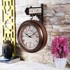 Wood Pattern Replica Dual Side Victoria Station Wall Clock Hanging Style Platform Railway Clock Home Decor