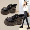 Black Loafers Women's 2025 Spring New Thick-soled Small Inner Height Increase Women's Shoes Versatile College Style Small Leather Shoes