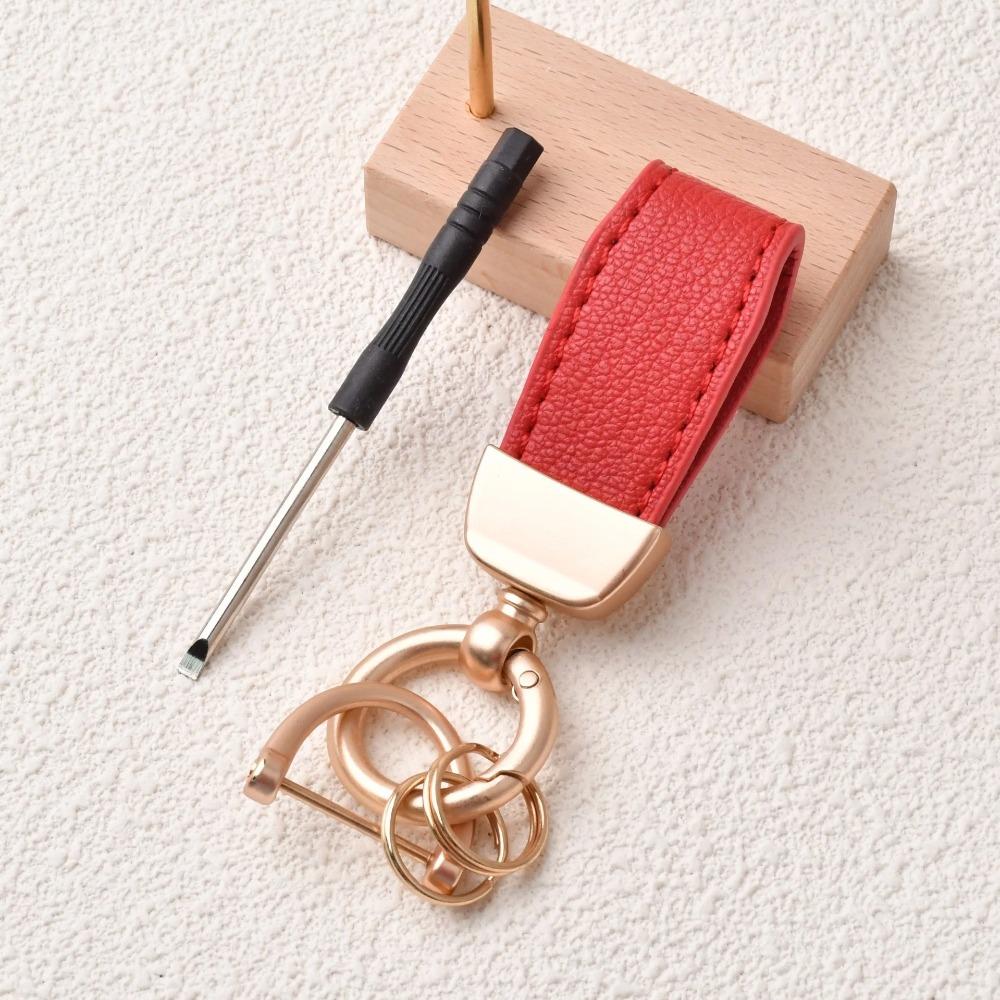 Cute Small Keychains for Women Rose Golden Metal Ring Clasp Keychain with Mini Screwdriver Bag Decoration Pendant