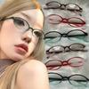 Women's Retro Oval Glasses Girls Y2K Red Green Frame Glass Eyewear Decorative Computer Anti-blue Eyeglasses with Seaside Driving