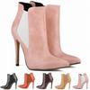 Women Sexy Pointed Toe Solid Black PU Leather High Heels Platform Ankle Boots Stilettos Shoes
