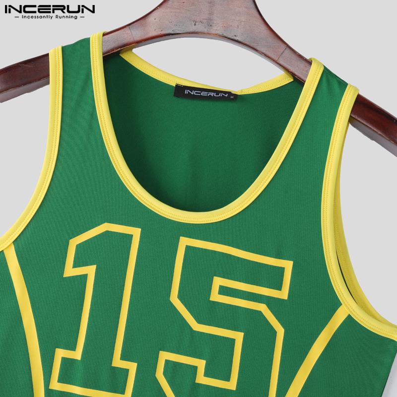 INCERUN Men Strap Sleeveless Letter Print Briefs Bodysuits Jumpsuits Underwear