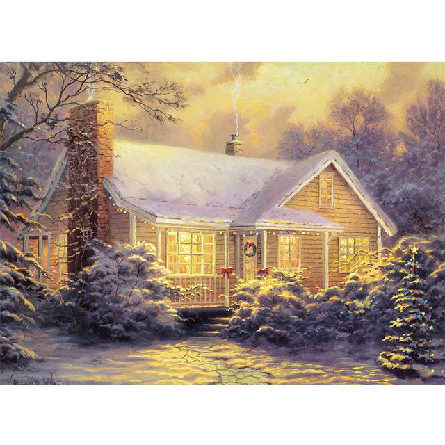 Europe Retro Landscape Christmas Snow Scene Canvas Painting Prints Paris London Posters Print for Living Room Home Decor No Frame