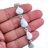 Natural Larimar, Rainbow Moonstone Gemstone 925 Solid Silver Bracelet S.8" K9C78