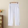 Summer New Cotton Casual Cropped Pants for Women High Waisted Loose Oversized Straight Leg Pants