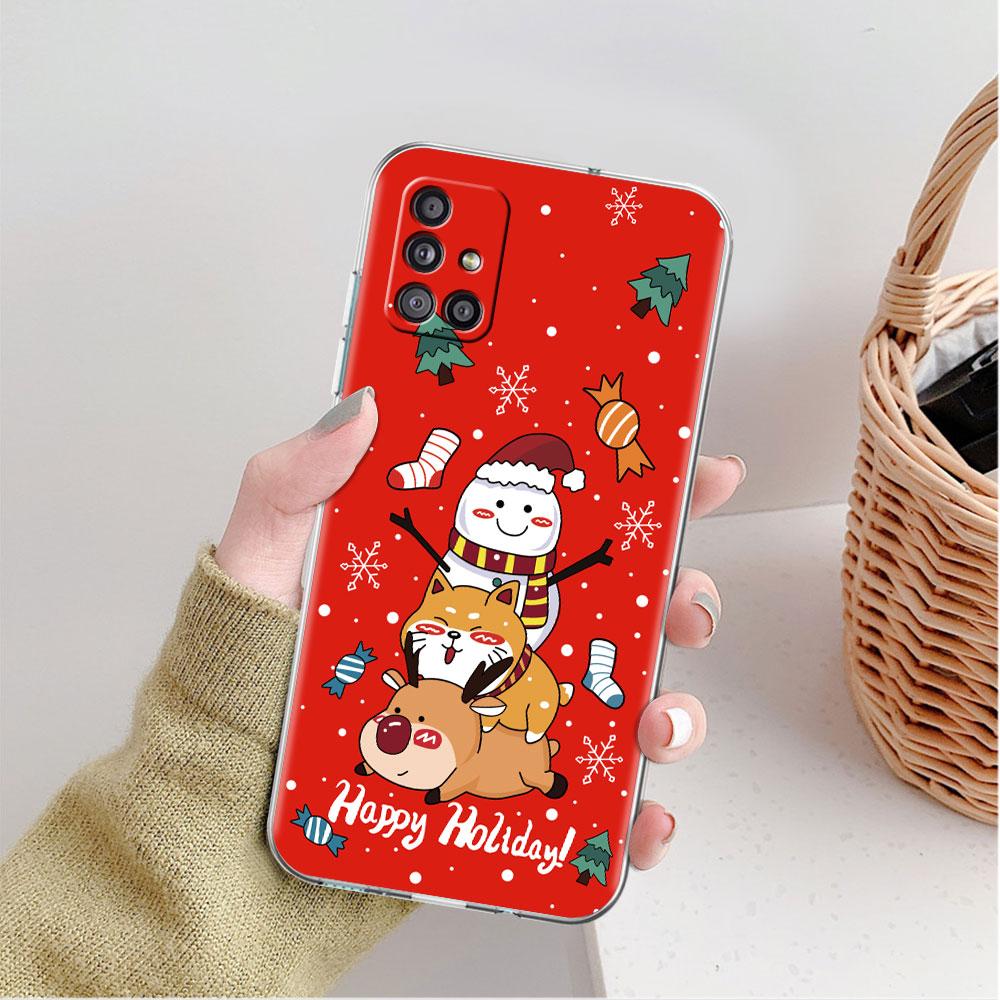 Snow Merry Christmas Clear Case For Samsung Galaxy A52 A12 A51 A32 A21s A71 A32 A22 50 A70 A31 A72 5G Phone Cover