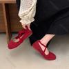 Fashion Spring Women Flats Shallow Mouth Square Toe Shoes Woman Casual Solid Color Soft Bottom Mary Jane Shoes Cross Strap Ballet Flat