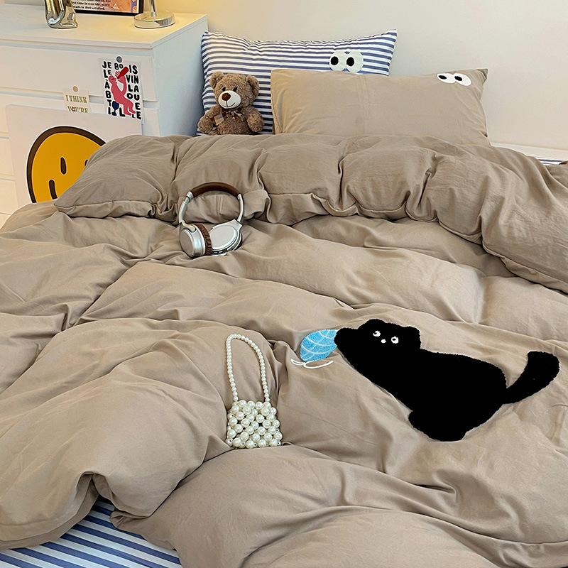 Bedding Pure Cotton Four-piece Set, Quilt Cover, Quilt Cover, Bed Sheet, Human Dormitory Three-piece Set