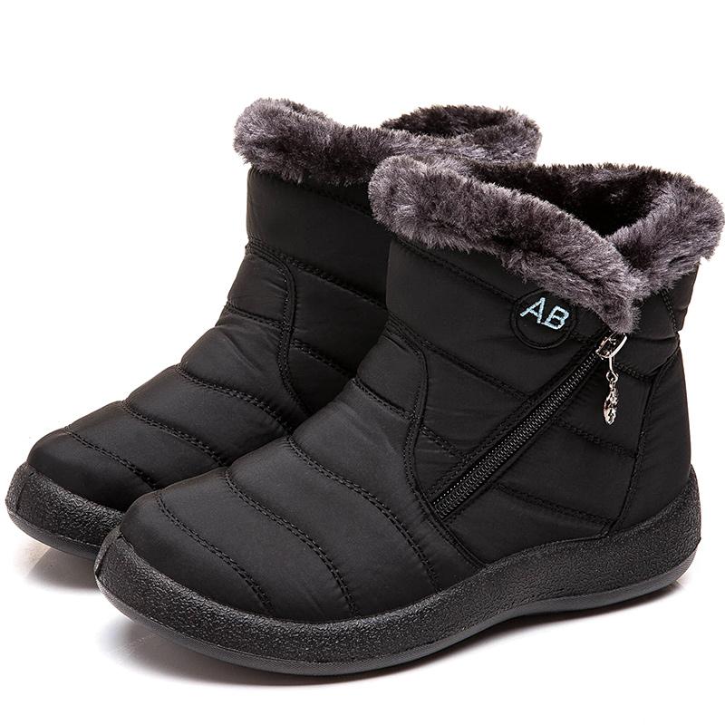 Women's Boots Women's Ankle Boots with Fur Winter Shoes Women Low Heels Winter Boots Snow Waterproof Botas Mujer Winter Footwear