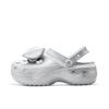 Classic Platform Clog Made with Stars Well-behaved Set Bow Romantic Punk Lace Cloud Hole Shoes Women's Ballet Silver White