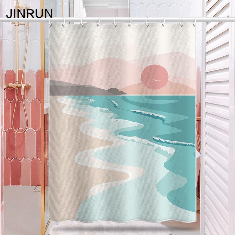 Bathroom Thickened Waterproof Curtain Mildew Proof Shower Curtain Shower Partition Curtain Shower Curtain Bathroom Curtain Free Perforation
