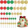 40 Pcs Ball Cake Toppers Mini Balls Cake Decorations Green Red Gold Sticks Foam Balls DIY Cake Topper Insert Balls Cake Decor
