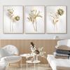 Abstract Golden Flower Wall Art  Canvas Painting Nordic Luxury Art Design Picture Posters and Prints for Living Room Home Decor