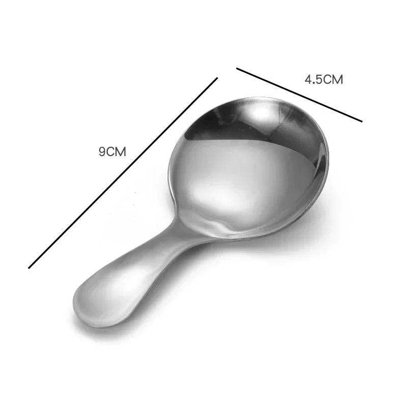 Mini Stainless Steel Short Handle Spoon Silver Gold Cute Round Head Ice Cream Dessert Spoons Kitchen Teaspoon Tableware Utensils