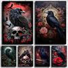 DIY 5D Diamond Painting Full Drill Bird Black Crow Skull Rose Diamond Mosaic Hand Inlaid Rhinestones Embroidery Home Decor Gifts