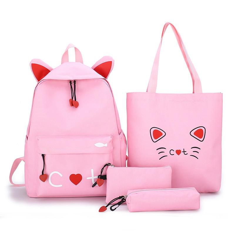 4 Piece Set Schoolbags For Teenage Girls Cute Print Women Backpack High Quality School Backpack Female Shoulder Bags