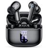 Wireless Bluetooth LED Battery Level Per Black Earbuds, 5.3, Indicator, Ultra-Lightweight (3.9g Ear), One-Step Pairing,