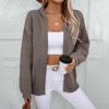 Autumn Winter Vintage Loose Long Sleeve Top Solid Color Cardigan Knitwear V-Neck Sweater