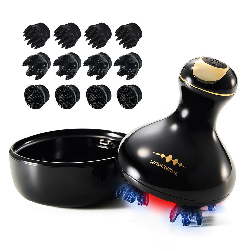 Published In BiST WAVEWAVE EMS Scalp Head Spa Electric Scalp Brush Scalp Care Face Care 3 Attachments Waterproof Red LED Vibration Present Gift (Body)