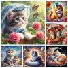 Diamond Painting Cute Cat And Flower Full Square Round Basket Home Decor Cross Embroidery Mosaic Animal Flower Wall Art