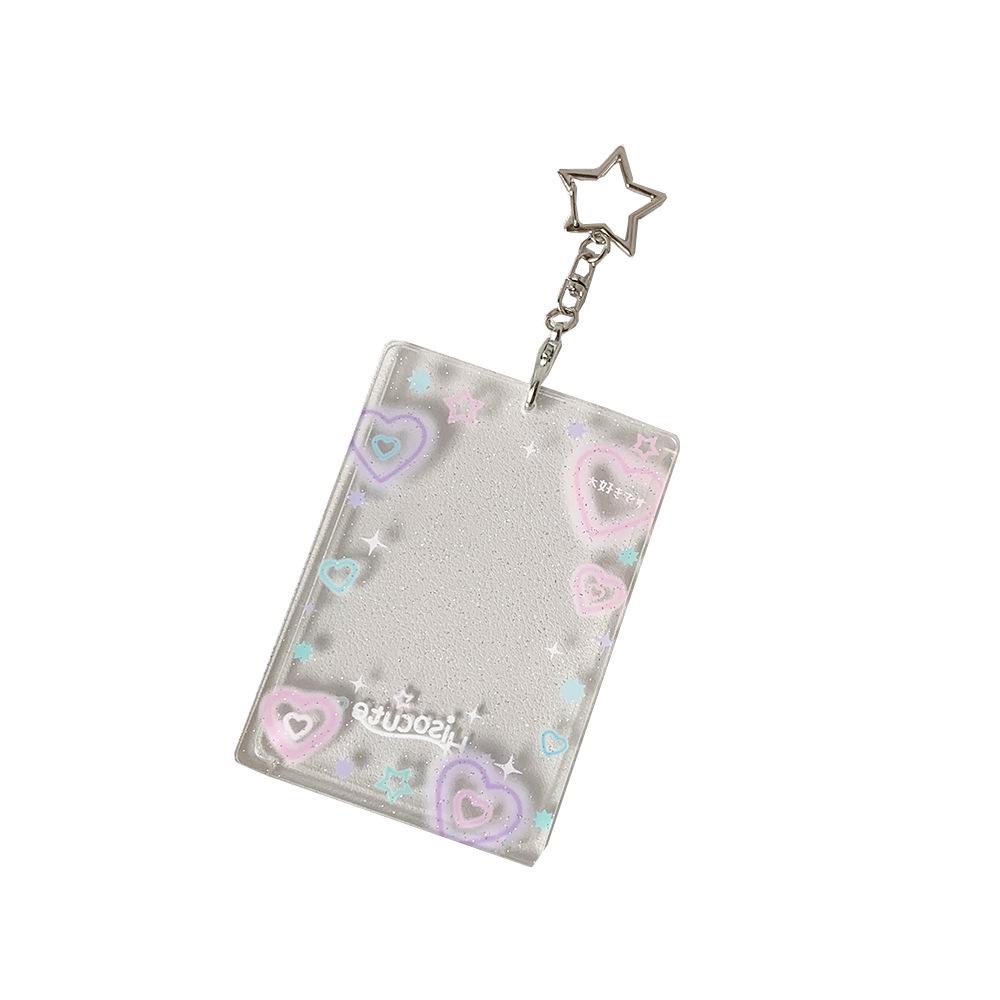 Korean Transparent Glitter Card Holder - Starry Design for Small Cards & 3-Inch Polaroids
