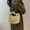 Autumn Winter Plush Pleated Handbag For Women Trendy Simple Furry Shoulder Bags Casual Cute Crossbody Bag Female