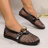 Fashion New Style Luxury Flat Fashion Sandals New Summer Round Head Breathable Non-slip Line Button Mary Jane Fishnet Shoes Ladies Shoes