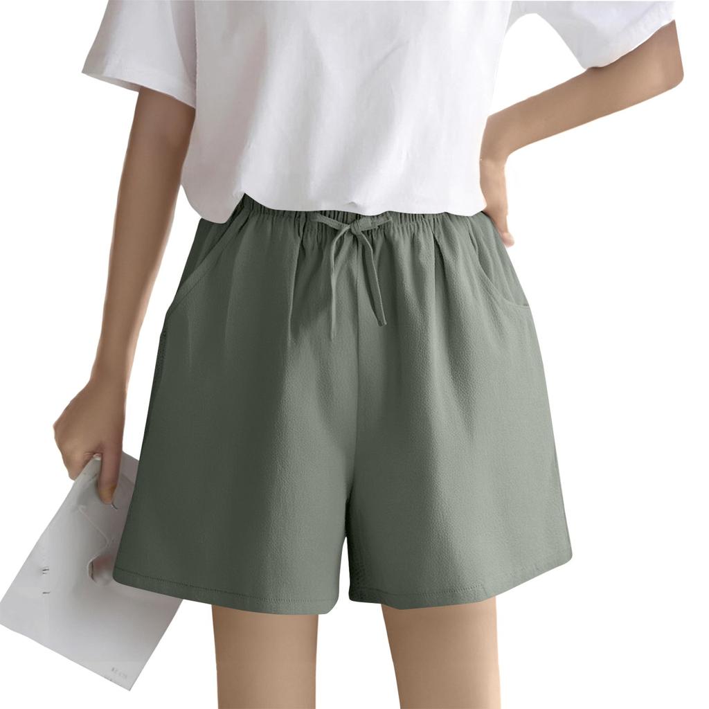 Women's Solid Color Linen Cotton Hemp Casual Sports Casual Shorts Pants