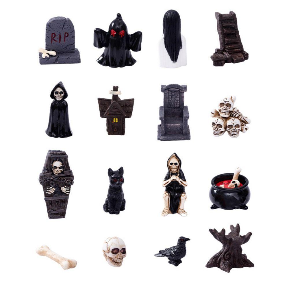 Coffin House Chair Halloween Miniature Figurine Bone Skull Desktop Knick-knack  Festival Supplies