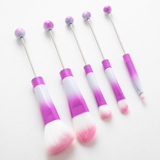 5Pcs/Set DIY Beadable Makeup Brush 5 Sizes Synthetic Kabuki Foundation Loose Powder Eyeshadow Concealer Brow Blush Blending Cosmetic Brush